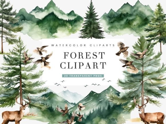 Download Watercolor Forest Clipart Bundle - Premium Resources