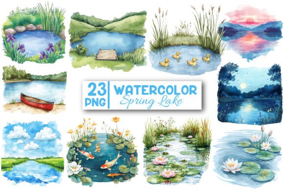 Download Watercolor Spring Lake Clipart - Premium Resources