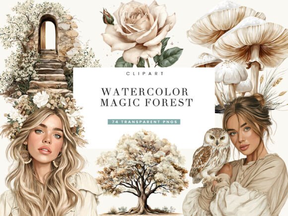 Download Watercolor Magical Forest Clipart - Forest clipart Collection