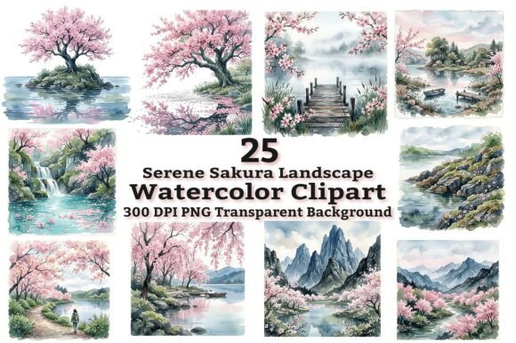 Download Serene Sakura Landscape Clipart - Premium Bundle