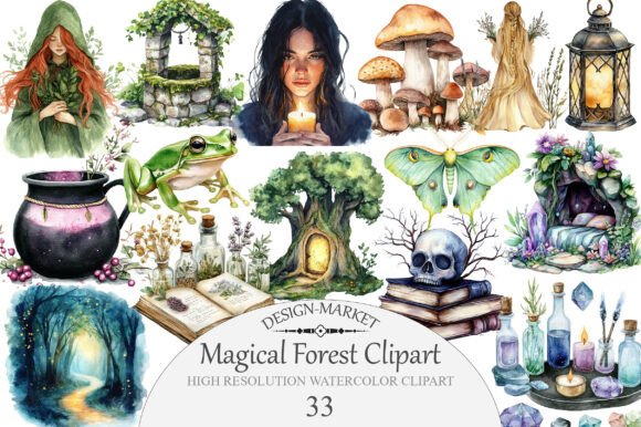 Download Watercolor Magical Forest Clipart - Forest clipart Collection