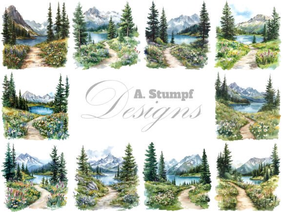 Download Hiking Trail Mountains Lake Clipart Set - Lake clipart Collection
